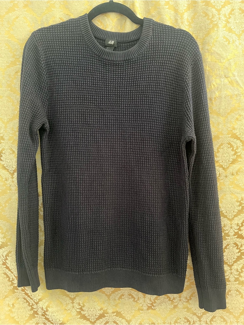 H&M Men's Dark Blue Knit Crewneck Sweater